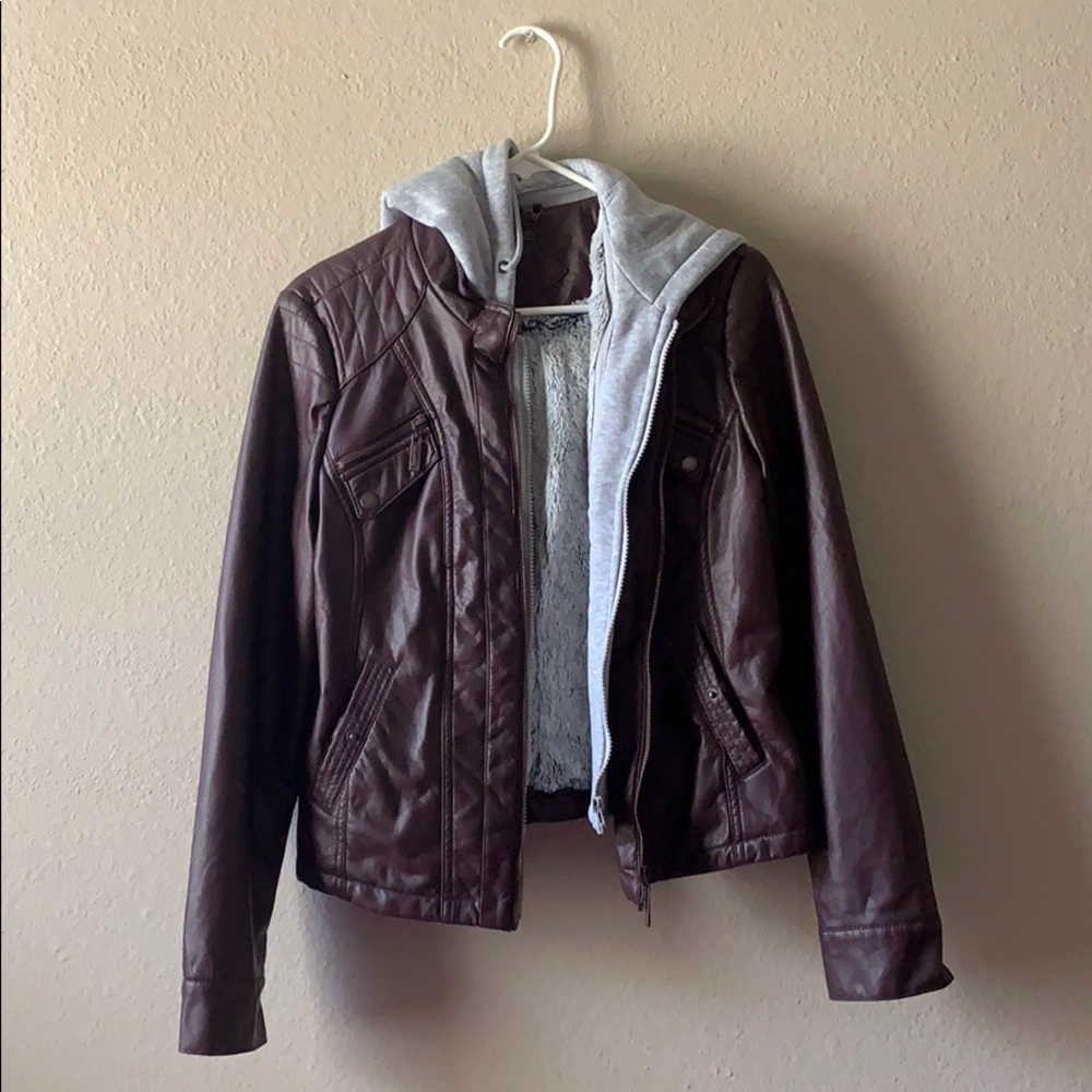 Jou Jou: hooded leather jacket